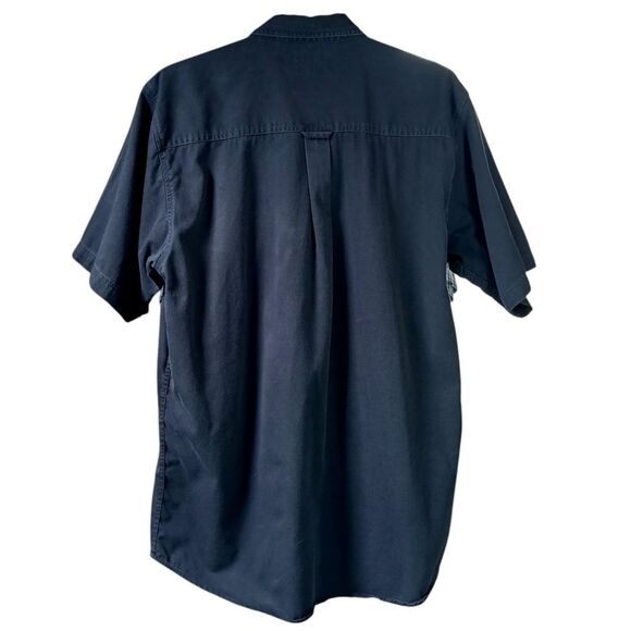 REDHEAD Cotton Button Down Shirt Short Sleeve Dark Navy Denim Men Tall Size 2XLT - Picture 2 of 9